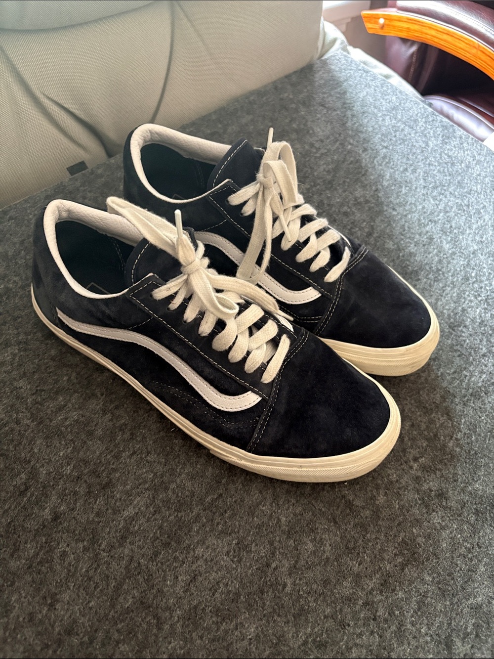 Vans Navy Suede Low-Top Sneakers with White Stripe